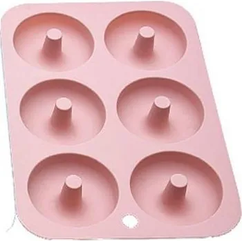 Nádoba na pečení Silikonová forma na donuty 26x18cm Ø7cm světle růžová - Cakesicq