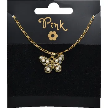 Pozlacený řetízek s přívěskem MOTÝL s PERLY