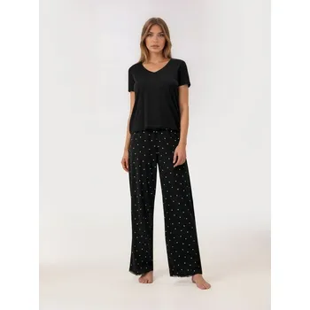 Dámské pyžamo Sinsay - Dvoudílné pyžamo s příměsí viskózy - černá - 437HV-99X - 437HV-99X-XL