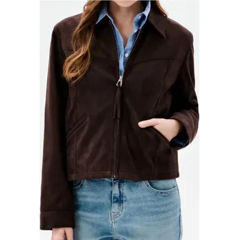 Dámský kabát Sinsay - Bunda s límečkem z imitace semiše - hnědá - 367HC-82X - 367HC-82X-L