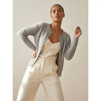 Dámský svetr Sinsay - Kardigan s ozdobným pleteným vzorem - šedá - 747IV-09M - 747IV-09M-L