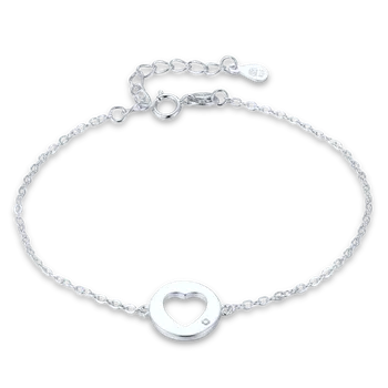Náramek Moonlit Stříbrný náramek s kruhem a srdcem – matka