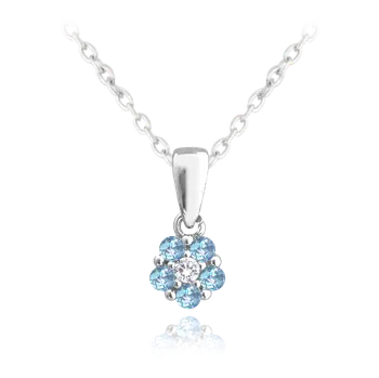 Náhrdelník Moonlit Stříbrný náhrdelník se světle modrou květinou pro děti