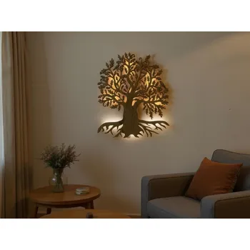 Obraz Li-Go "Dub" světelný strom 230V 45x55cm provedení povrchu: dub světlý