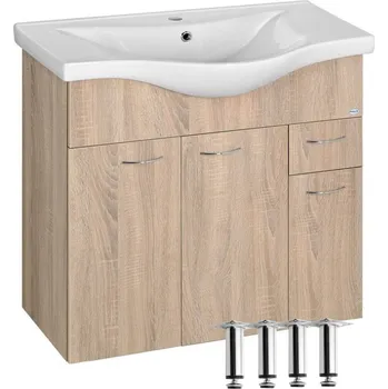 WC sada Aqualine Keramia Fresh Set Umyvadlové skříňky 74,5x74x34,7cm s umyvadlem 79,5x46cm a nožičkami, SET 50083