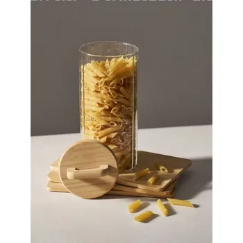 Dóza na potraviny Sinsay - Skleněná nádoba na potraviny s bambusovým víkem - clear - 200HO-CLR - 200HO-CLR-ONE