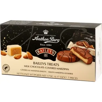 Bonboniéra bonboniéra ANTHON BERG 175 g BAILEYS TREATS - VÝPRODEJ !!! DMT: 10/2025 - poslední 1 ks (dánská bonboniéra s pralinkami BAILEYS / jednotlivě balené / s marcipánem)