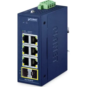 Switch PLANET IP30 ?Compact size 6-Port IGS-820TF Nespravované Gigabit Ethernet (10/100/1000) Modrá