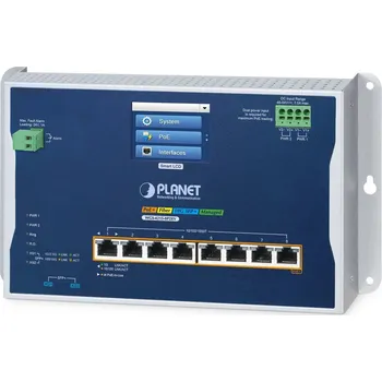 Switch PLANET Industrial 8-Port Wall-mount Switch WGS-4215-8P2XV Řízený L2+ Gigabit Ethernet (10/100/1000) Podpora napájení po Ethernetu (PoE) Modrá, Metalická