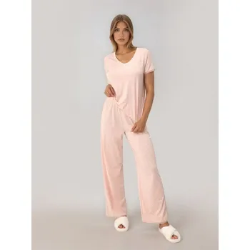 Dámské noční prádlo Sinsay - Dvoudílné pyžamo s příměsí viskózy - růžová - 437HV-38X - 437HV-38X-L