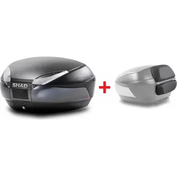 Zavazadlo na motocykl Vrchní kufr na motorku SHAD SH48 D0B48300+D0RI4800 Tmavě šedá / černá se zámkem PREMIUM SMART a opěradlem pro BMW F 900 GS