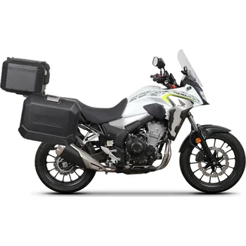 Zavazadlo na motocykl Kompletní sada černých hliníkových kufrů SHAD TERRA BLACK , 48L topcase 36L/36L boční kufry, včetně montážní sady a plotny SHAD HONDA CB 500 X pro HONDA CB 500 X, XA