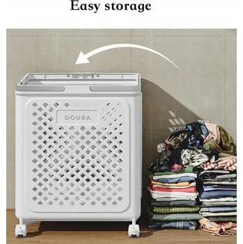 Koš na prádlo Koš na prádlo bílý skládací 50 l s víkem a úchytem L