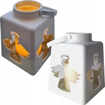 Svíčka BÍLÁ LUCERNA LAMPION ANDĚL LED SVÍČKA NA BATERIE ANDÍLEK