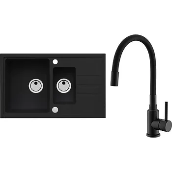 Granitový dřez Set Alveus (dřez Intermezzo 70 Deep Black 90 + baterie Mintas Černá matná) SETA25257