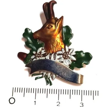 Odznak Hlava kamzíka, stuha a žaludy - barevný