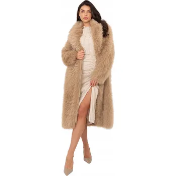 Dámský kabát Fashion dámský béžový kabát klasického střihu bez kapuce univerzální velikost