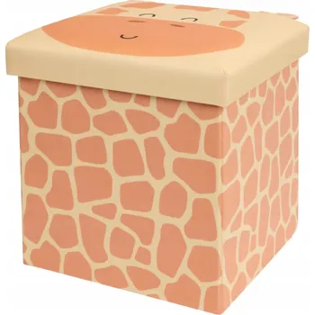 Úložný box VELKÝ ÚLOŽNÝ BOX NA HRAČKY S VÍKEM PRO DĚTI ČTVERCOVÝ ŽIRAFA 30X30