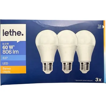 Žárovka 62* LETHE LED žárovka 9,5W 806lm E27 teplá barva A+ 3 ks
