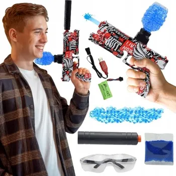 Dětská zbraň AUTOMATICKÁ PISTOLE BEZPEČNÉ GELOVÉ KULIČKY PUŠKA TLUMIČ ORBEEZ PŘÍSLUŠENSTVÍ