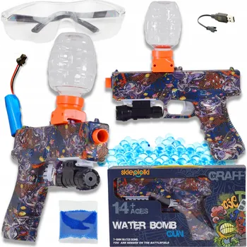 Dětská zbraň AUTOMATICKÁ PISTOLE NA GELOVÉ KULIČKY VELKÁ SADA 1000 KULIČEK ZAMĚŘOVAČ GRANÁT