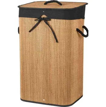 Koš na prádlo BAMBUSOVÝ KOŠ NA PRÁDLO SKLÁDACÍ S UCHYTY 72 L HNĚDÝ