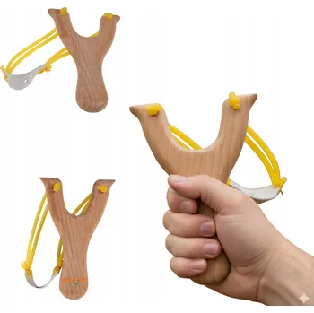 Dřevěná hračka Dřevěný prak pro děti, silná guma, klasická hračka na zručnost