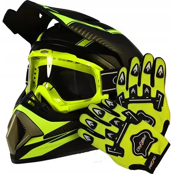 Helma na motorku Přilba na Motokros Brýle Rukavice pro Cross Quad ATV Koloběžku Kolo BMX L