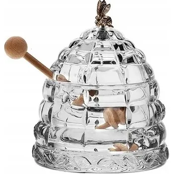 Dóza na potraviny Křišťálová nádoba na med Bohemia s víčkem 14,5 x 11 cm