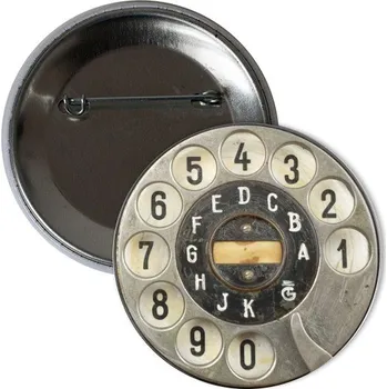 Odznáček s potiskem Rotační číselnice - Retro telefon