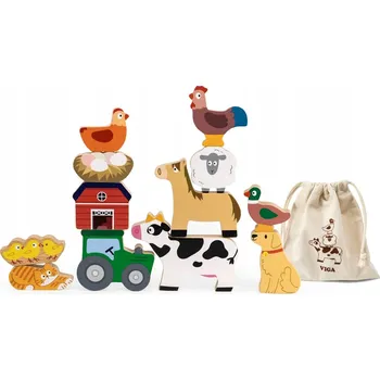 Dřevěná hračka VIGA Skládanka na sebe Farma Zvířata