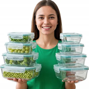 Dóza na potraviny 8X SKLENĚNÉ DÓZY NA POTRAVINY OBĚDOVÝ BOX PRO UCHOVÁVÁNÍ JÍDLA