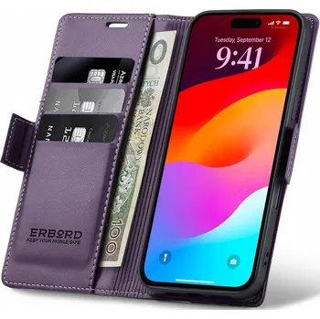 Pouzdro na mobilní telefon Flipové pouzdro Erbord pro Apple iPhone 17 Pro Max fialové