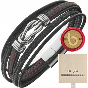 Náramek Kožený náramek Blingart UB0029 21 cm černý