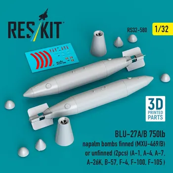 Plastikový model Reskit 1/32 BLU-27A/B 750lb napalm bombs finned/unfinned