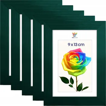 Obraz Sada 10 ks fotorámečků 9 x 13 cm zelených, dřevěných