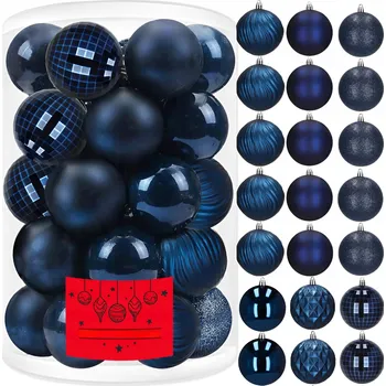Vánoční dekorace VÁNOČNÍ BAŇKY NA VÁNOČNÍ STROMEČEK TMAVĚ MODRÉ OZDOBY DEKORACE 7,5 CM 30 KS SADA