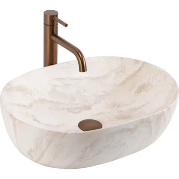 Umyvadlo Umyvadlo na desku oválné Rea Amelia 48 cm béžové