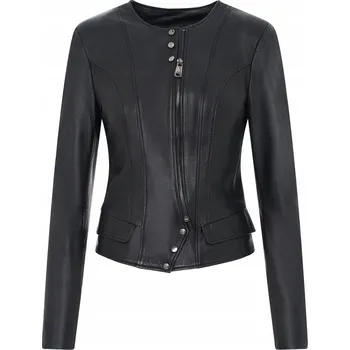 Moto bunda Bukowski Dámská kožená bunda casual, stylový kulatý výstřih