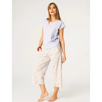 Dámské pyžamo Pyžamo Key LNS 986 A26 cr/r S-XL dámské fialovo-ecru S