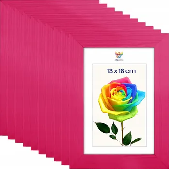 Obraz Sada 10 ks fotorámečků 13 x 18 cm růžových, dřevěných