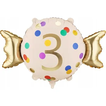 Balónek Fóliový balónek Cukroví "3", 61x37 cm, mix barev