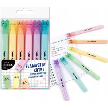 KIDEA fixy pastelové zvýrazňovače kočičky 6 barev