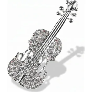 Brož Brož pro hudebníka - housle s krystaly, stříbrná