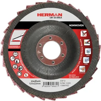 Brusný kotouč HERMAN Lamelový kotouč na ocel a neželezné kovy 125 mm/medium LW-10 Area Non-woven