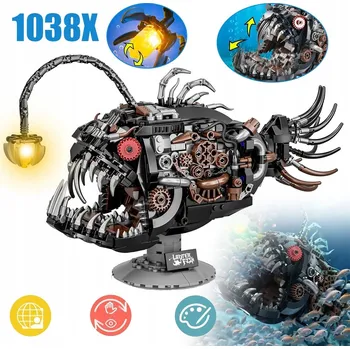 ostatní stavebnice STAVEBNICE MECHANICKÁ STAVEBNICE SVÍTÍCÍ RYBA, 1038 DÍLKŮ, POHYBLIVÁ