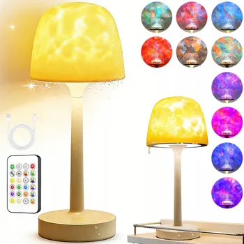 Lampička NOČNÍ LAMPA LED STOLNÍ LAMPA DOTYKOVÁ BEZDRÁTOVÁ S PROJEKTOREM + DÁLKOVÝ OVLADAČ RGB