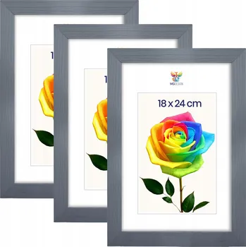 Obraz Sada 3 ks fotorámečků 18 x 24 cm šedých, dřevěných