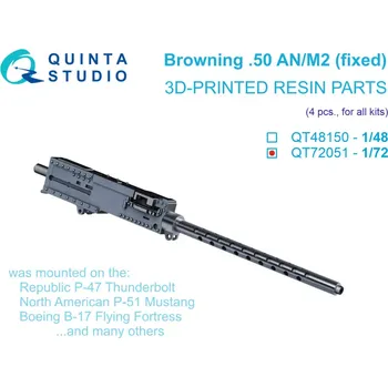 Plastikový model Quinta studio 1/72 Browning .50 AN_M2 (fixed) MG (4 pcs.)