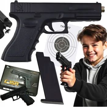 Dětská zbraň KOVOVÁ AIRSOFTOVÁ PISTOLE GLOCK NA KULIČKY REPLIKA PUŠKA ASG 800 DÁREK